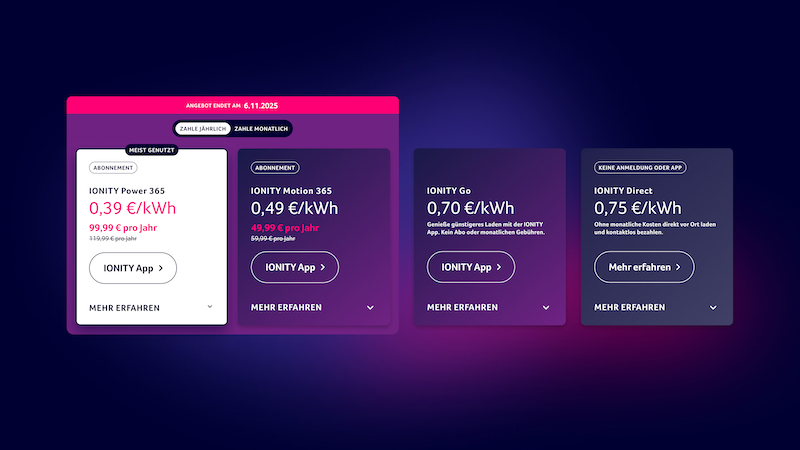 Ionity: Mit Jahresabos sinken die Kosten