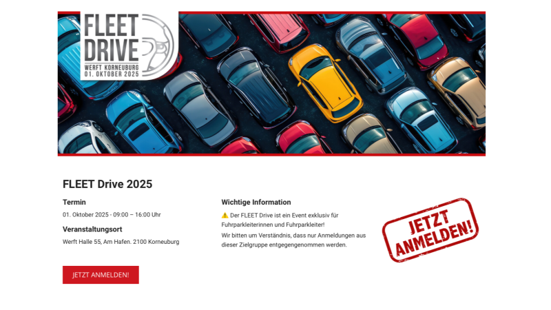 1. FLEET Drive – jetzt zum exklusiven Fahrevent anmelden!