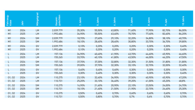 20 Prozent schwere  Mängel nach 3 Jahren