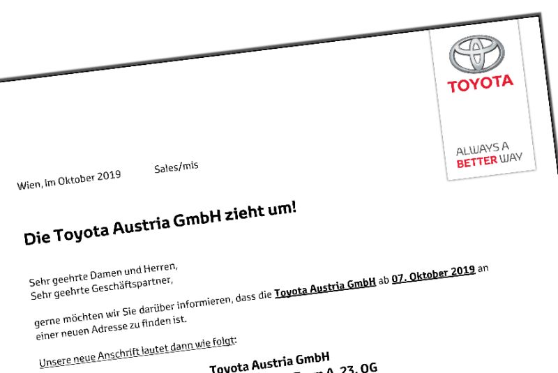  Toyota Austria ist übersiedelt
