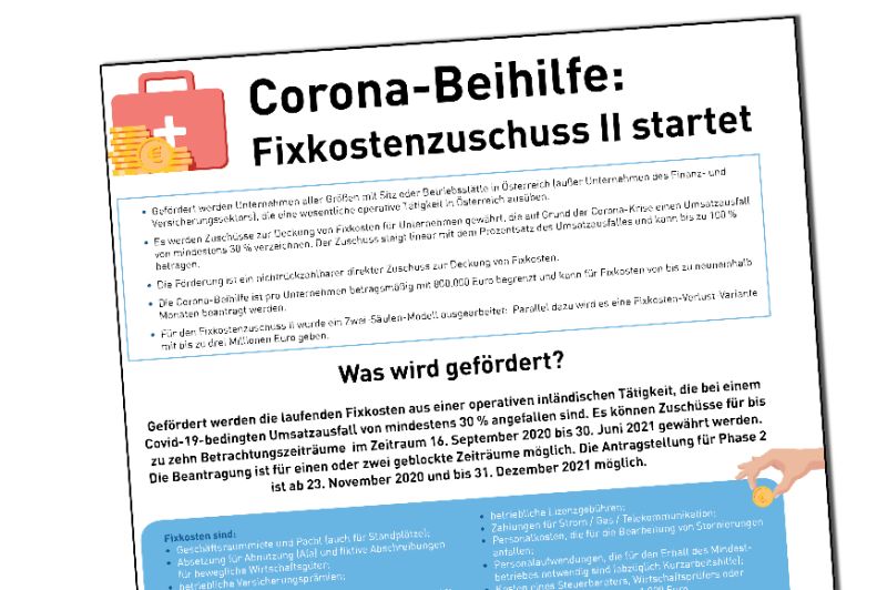  Corona-Fixkostenzuschuss II: Einfach erklärt