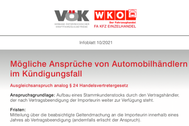  Infoblatt: „Mögliche Ansprüche von Automobilhändlern im Kündigungsfall“