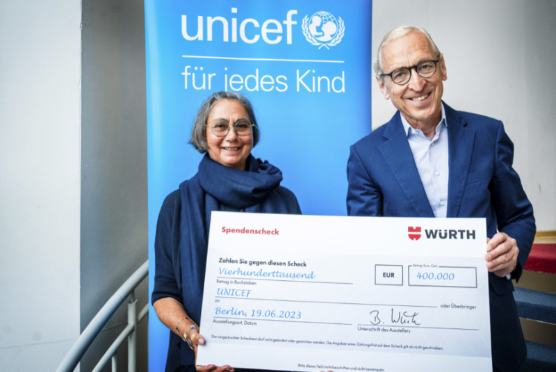  Würth: 400.000 Euro für UNICEF