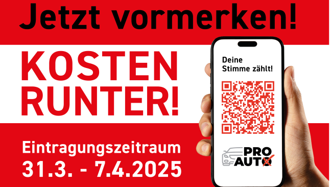 Autovolksbegehren: Eintragungswoche von 31. März bis 7. April 2025