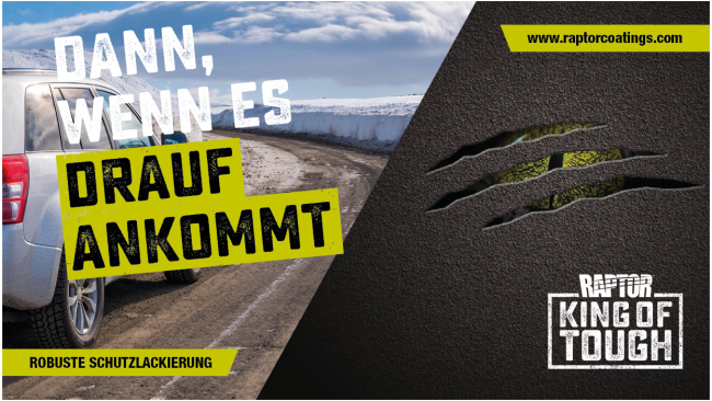  Robuste und tönbare Schutzlackierung RAPTOR®