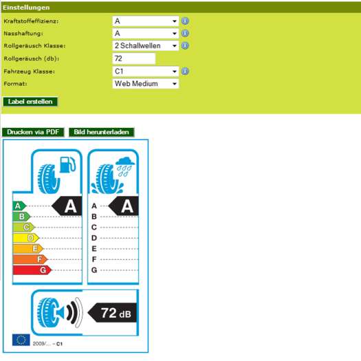  Per Mausklick zum Reifenlabel