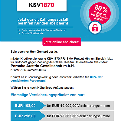  Porsche gegen „Zahlungsausfall“ versicherbar
