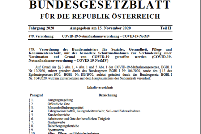  Das steht in der Verordnung zum 2. Lockdown